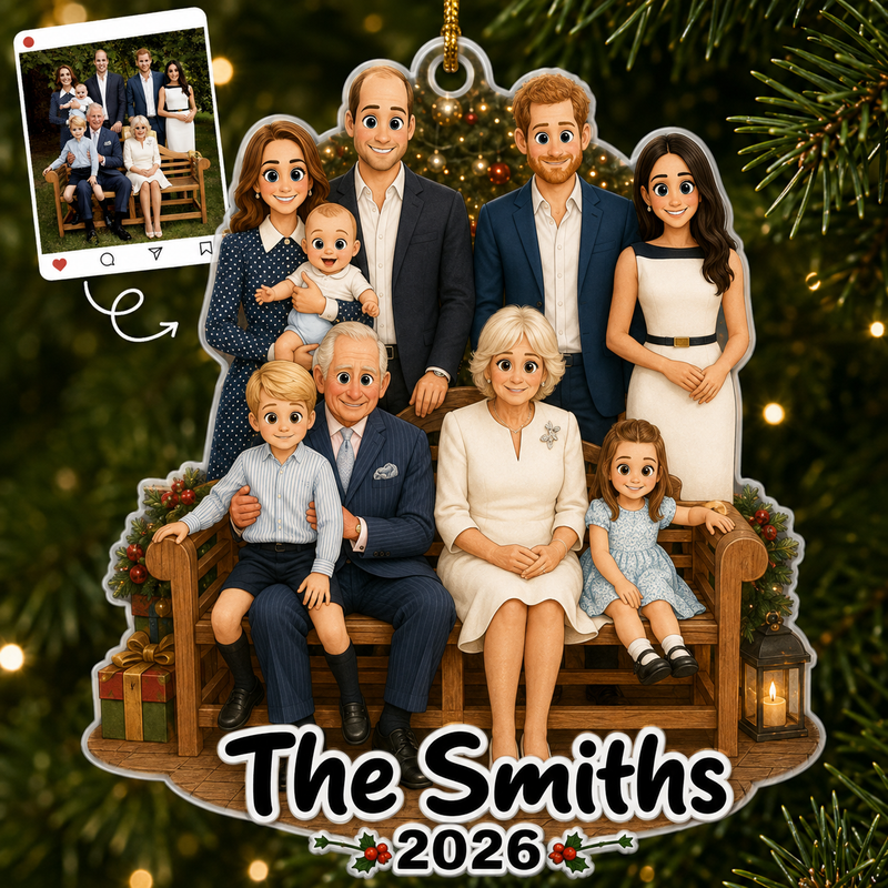 King Charles III Royal Family Christmas Ornament, Queen Camilla Prince William Catherine Harry Megha available at our Austin, Texas warehouse