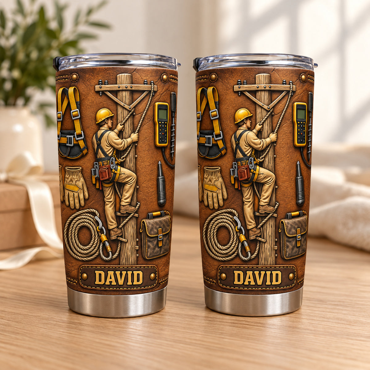 Personalized Lineman Tumbler Custom Name Power Line Worker Gift - main design