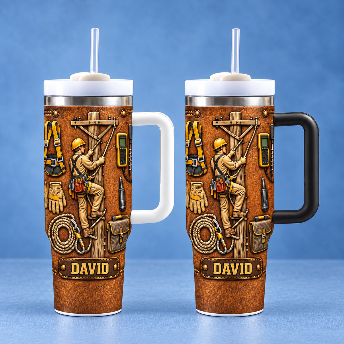 Personalized Lineman Tumbler Custom Name Power Line Worker Gift - product view 9