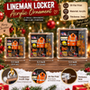 Customer in Austin, Texas wearing Lineman Line Crew Ornament Personalized Christmas Gift for Electrical Utility Worker