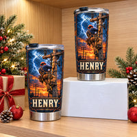Personalized Lineman Storm Tumbler Custom Name Utility Worker Gift - product view 3