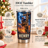 Personalized Lineman Storm Tumbler Custom Name Utility Worker Gift - product view 8