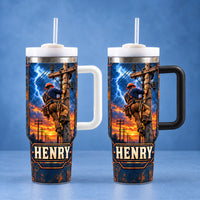 Personalized Lineman Storm Tumbler Custom Name Utility Worker Gift - product view 9