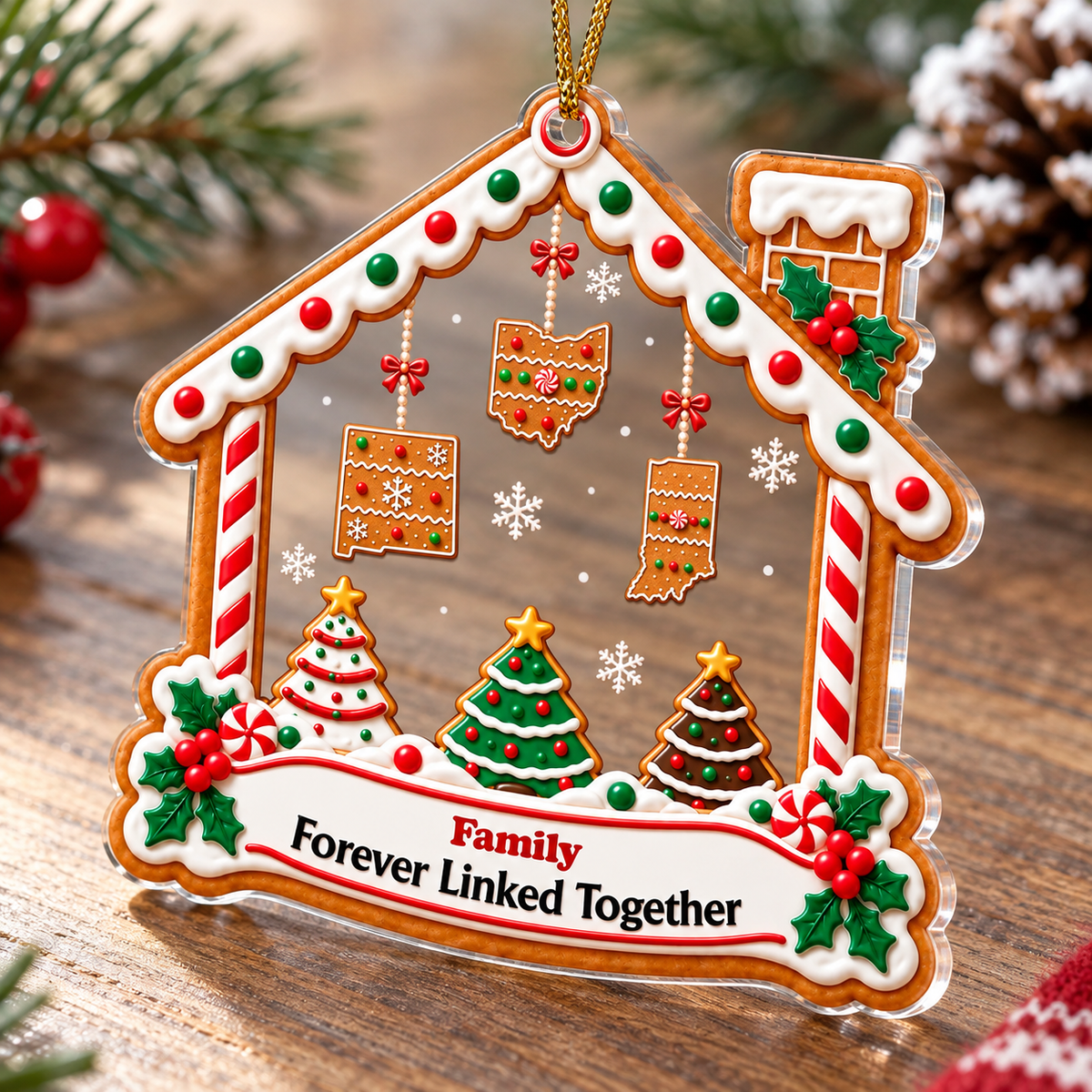 Long Distance Family State Ornament - product detail 2