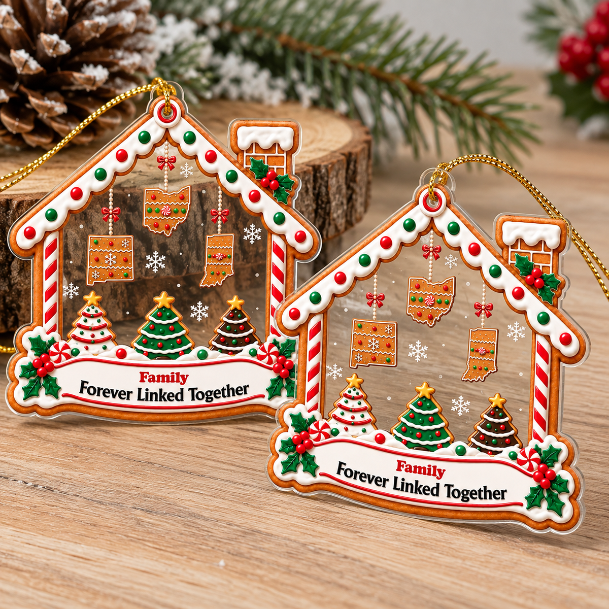 Long Distance Family State Ornament - product detail 3