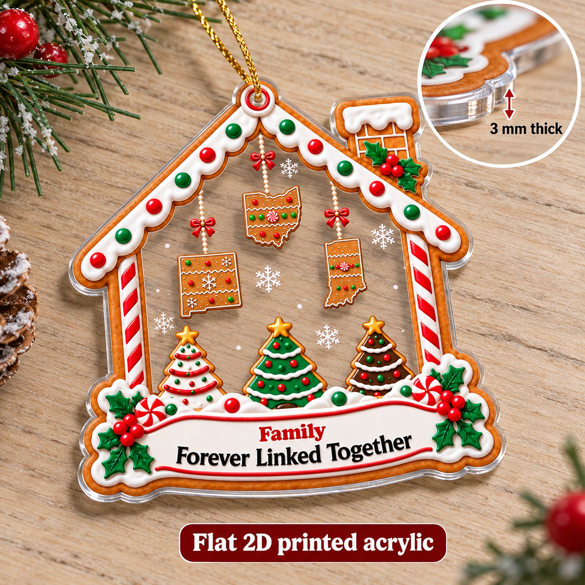 Long Distance Family State Ornament - product detail 4