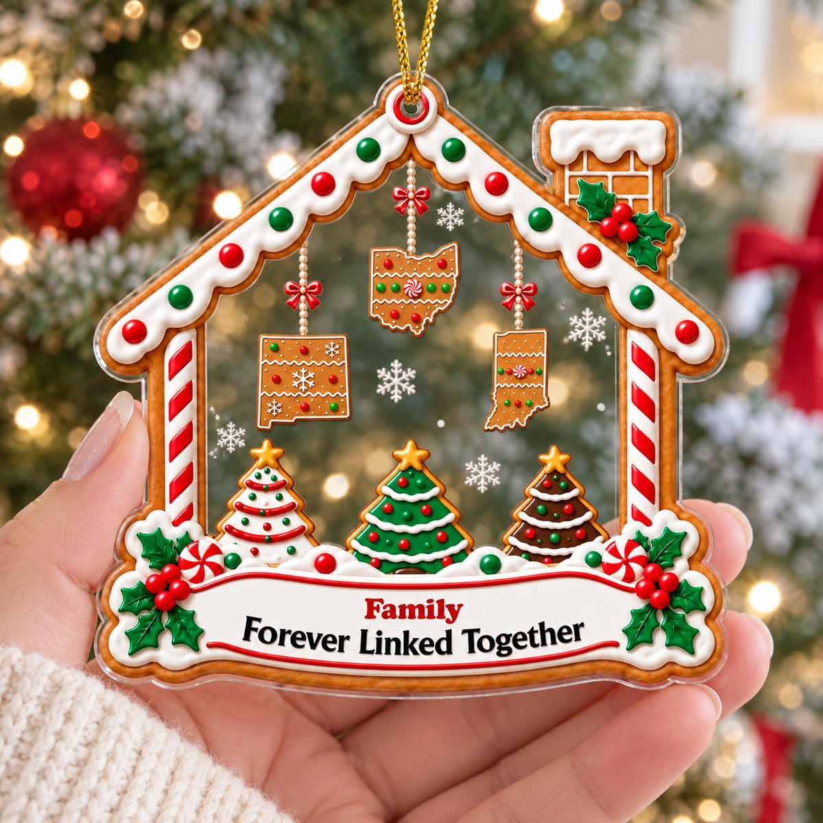 Long Distance Family State Ornament - product detail 7