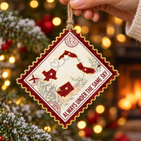Personalized Long Distance State Wood Ornament Postage Stamp Christmas Gift - product view 2