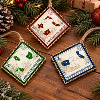 Personalized Long Distance State Wood Ornament Postage Stamp Christmas Gift - product view 3