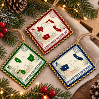 Personalized Long Distance State Wood Ornament Postage Stamp Christmas Gift - product view 6