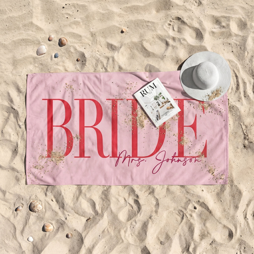 Bojjico Custom Personalized Future Mrs Bride Beach Towel for Women Elegant Coastal Aesthetic Light Blue Pool Towel Bachelorette Party Favor Bridal Shower Gift Honeymoon Travel Essential Summer Vacation Accessory Quick Dry