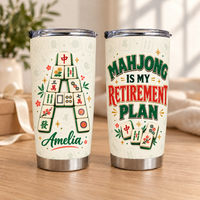 Personalized Mahjong Retirement Tumbler Custom Name Initial Gift — main product view