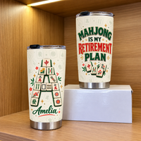 Personalized Mahjong Retirement Tumbler Custom Name Initial Gift — product view 3