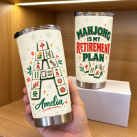 Personalized Mahjong Retirement Tumbler Custom Name Initial Gift — product view 4