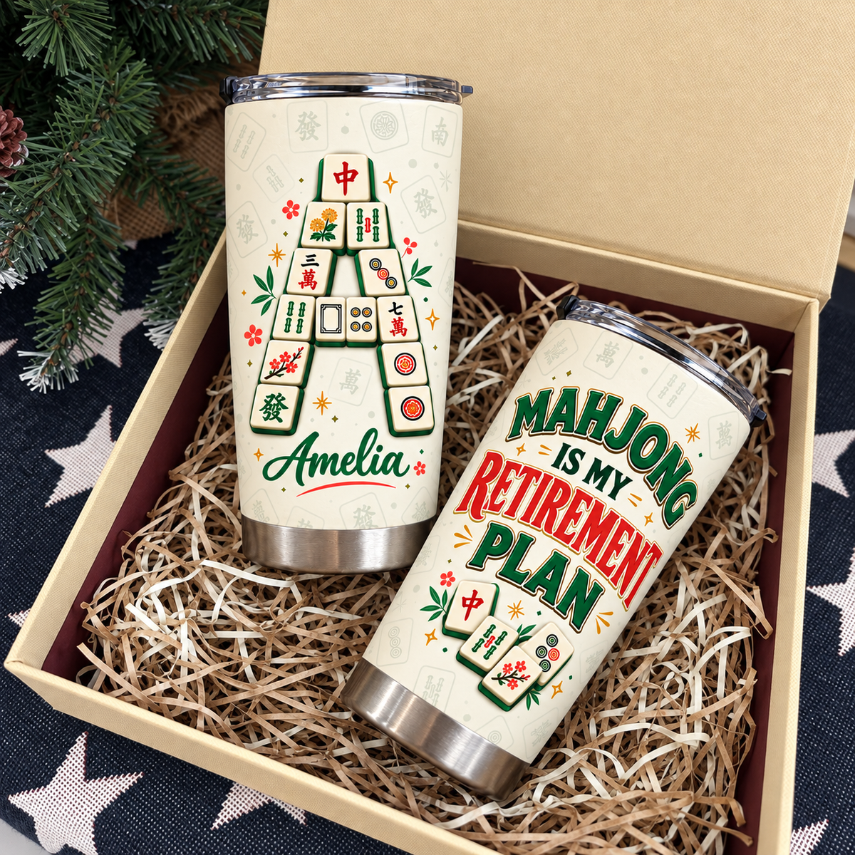 Personalized Mahjong Retirement Tumbler Custom Name Initial Gift — product view 7