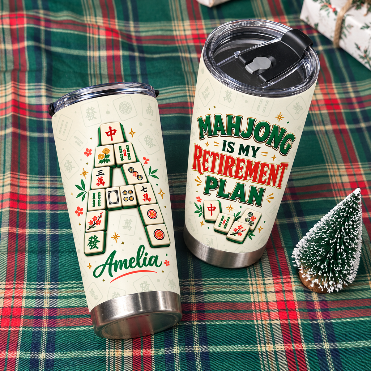 Personalized Mahjong Retirement Tumbler Custom Name Initial Gift — product view 8