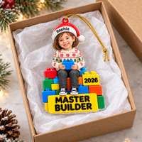 Personalized Master Builder Photo Ornament Custom Name Year Christmas Gift - product view 3