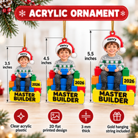 Personalized Master Builder Photo Ornament Custom Name Year Christmas Gift - product view 8