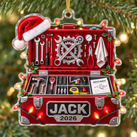 Personalized Mechanic Toolbox Ornament Custom Name Year Christmas Gift - main design