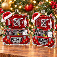 Personalized Mechanic Toolbox Ornament Custom Name Year Christmas Gift - table display