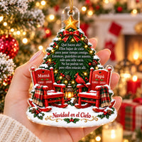 Close-up of Memorial Ornament Spanish Empty Chair Angel Gift Personalized Christmas Tree Decor for streetwear fans in Los Angeles