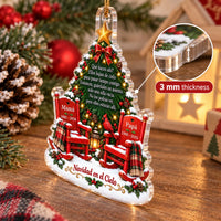 Customer in Los Angeles wearing Memorial Ornament Spanish Empty Chair Angel Gift Personalized Christmas Tree Decor