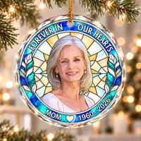 Personalized Memorial Photo Glass Ornament Custom Name Years Keepsake - main product view