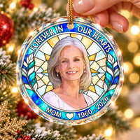 Personalized Memorial Photo Glass Ornament Custom Name Years Keepsake - product view 3