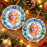 Personalized Memorial Photo Glass Ornament Custom Name Years Keepsake - product view 4