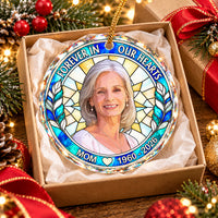Personalized Memorial Photo Glass Ornament Custom Name Years Keepsake - product view 5