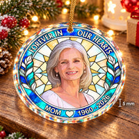 Personalized Memorial Photo Glass Ornament Custom Name Years Keepsake - material thickness detail
