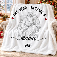 Personalized Mother Baby Photo Blanket Custom Mama Title Year Gift - main product view