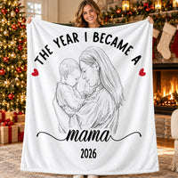 Personalized Mother Baby Photo Blanket Custom Mama Title Year Gift - product view 3