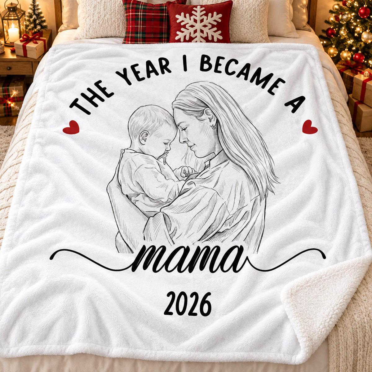 Personalized Mother Baby Photo Blanket Custom Mama Title Year Gift - product view 6