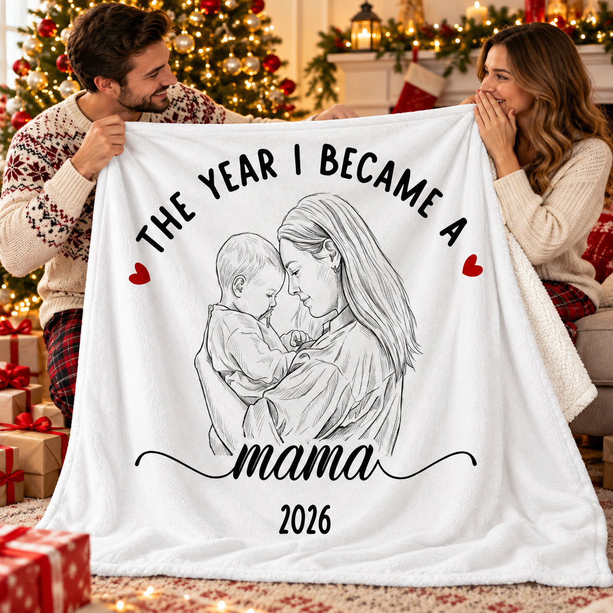 Personalized Mother Baby Photo Blanket Custom Mama Title Year Gift - product view 8