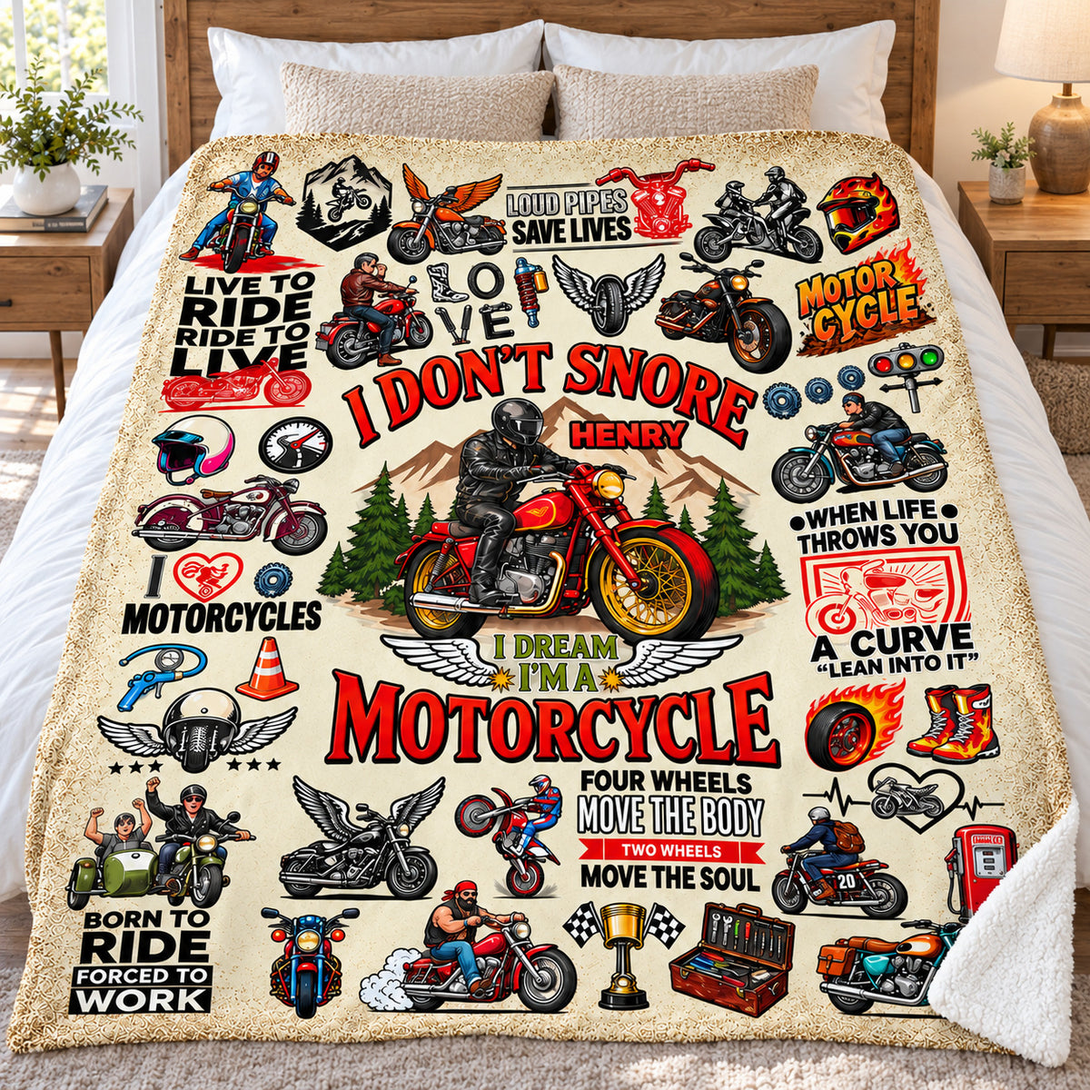 Personalized Motorcycle Blanket Custom Name Biker Rider Gift - product view 6