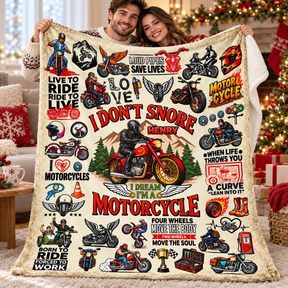 Personalized Motorcycle Blanket Custom Name Biker Rider Gift - product view 8