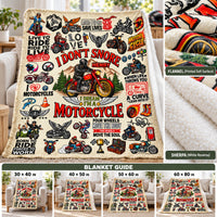 Personalized Motorcycle Blanket Custom Name Biker Rider Gift - size and material guide