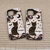 Customer in Austin, Texas wearing Mystical Black Cat Phone Case Celestial Gothic Witchy Design with Gold Stars Moons Bats for Cat Love