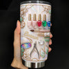 Customer in Austin, Texas wearing Nail Tech Manicure Tools Tumbler Custom Name Pearl Glam Gift for Nail Technicians and Manicurists