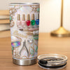 Close-up of Nail Tech Manicure Tools Tumbler Custom Name Pearl Glam Gift for Nail Technicians and Manicurists for streetwear fans in Austin, Texas