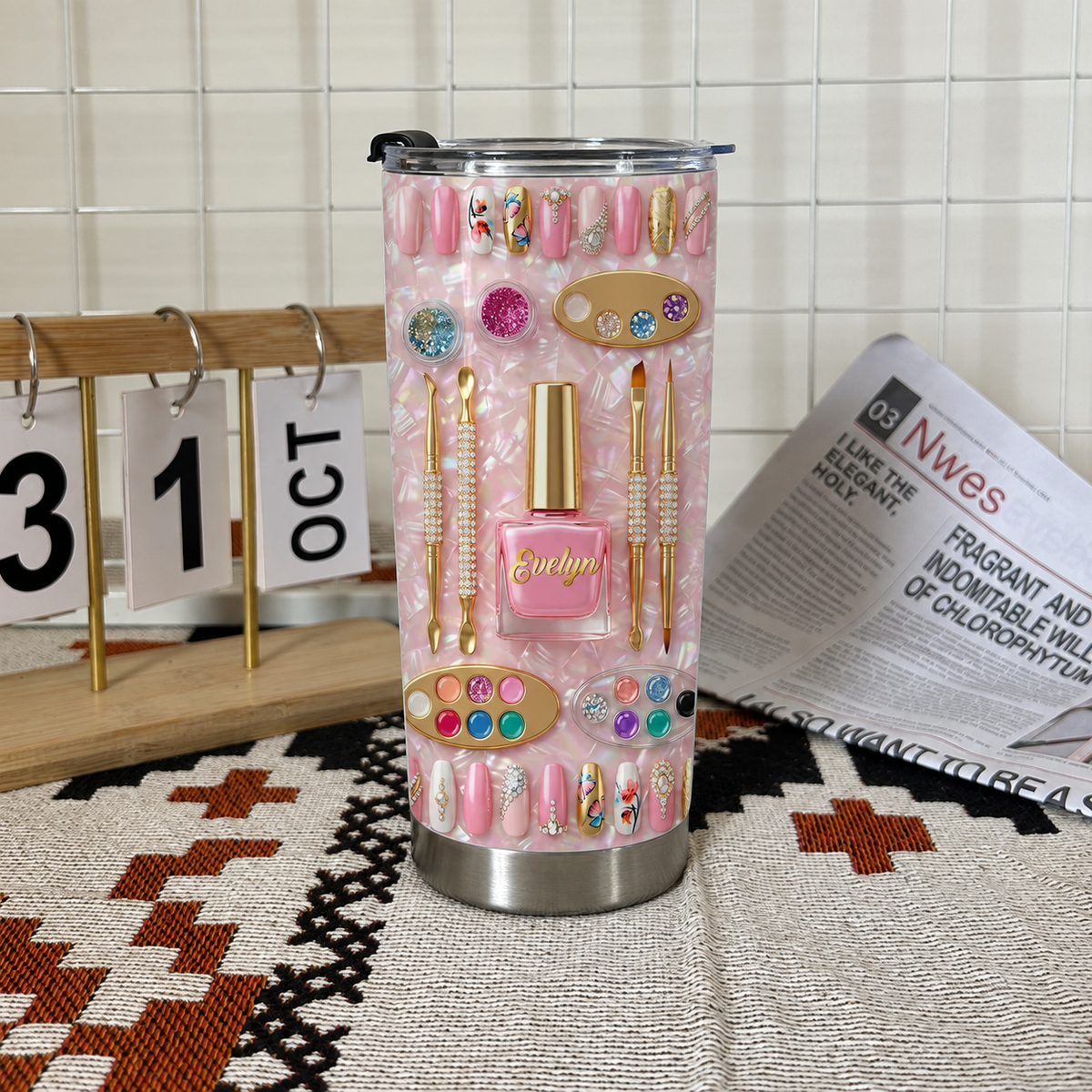 Close-up of Nail Technician Tumbler Awesome Nail Tech Gift For Manicurist for streetwear fans in Austin, Texas