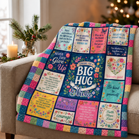 Inspirational quote blanket folded neatly on an armchair near a lit candle.