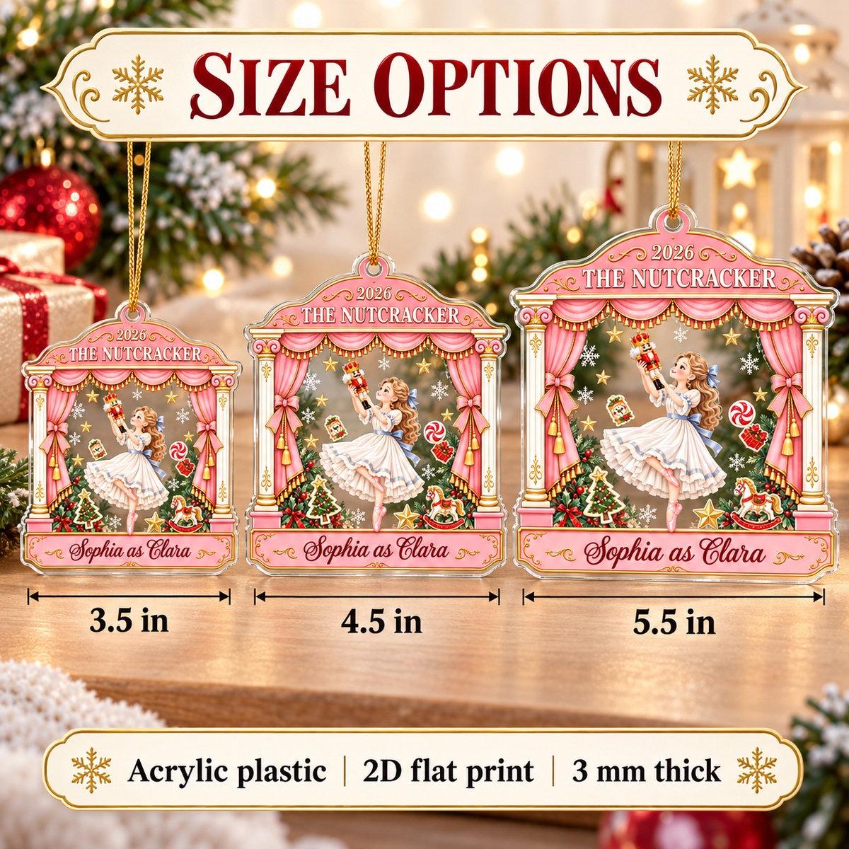 Nutcracker Theatre Ornament - size options