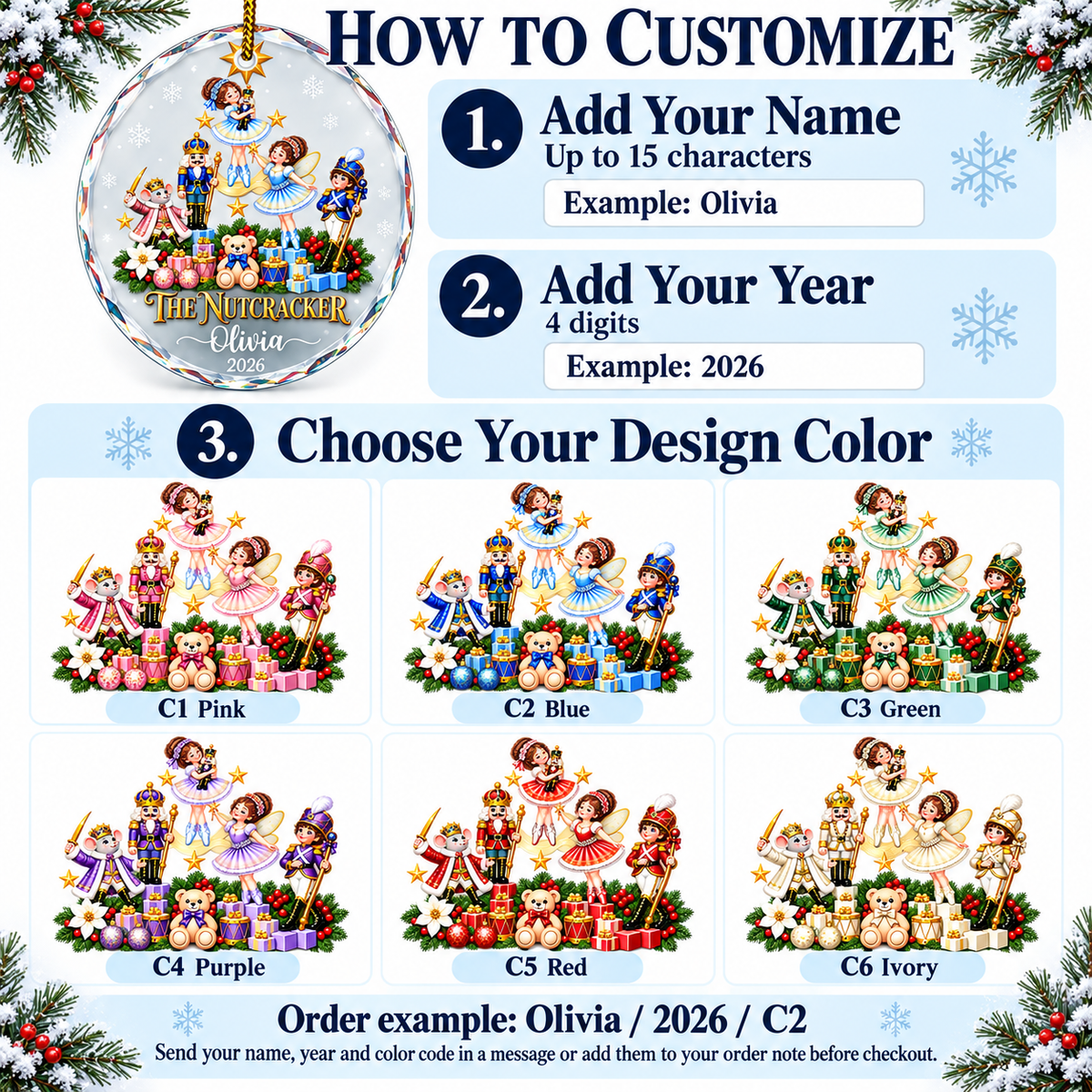 Nutcracker Tree Ornament - personalization instructions