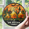 Close-up of Our Bootiful Family Wall Sign, Personalized Ghost Stained Glass Halloween Hanging Decor, Custom Name for streetwear fans in Austin, Texas