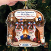 Close-up of Our First Christmas as Mr. & Mrs. America's 250th Year Ornament, Personalized Newlywed Christmas Gif for streetwear fans in Austin, Texas