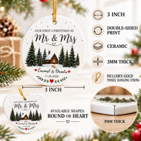 Product specifications graphic highlighting 3-inch size, double-sided print, and ceramic thickness.
