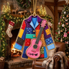Close-up of Patchwork Guitar Jacket Ornament Christmas Holiday Gift for Music Lovers for streetwear fans in Austin, Texas
