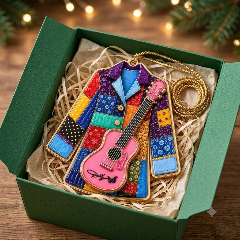 Patchwork Guitar Jacket Ornament Christmas Holiday Gift for Music Lovers available at our Austin, Texas warehouse